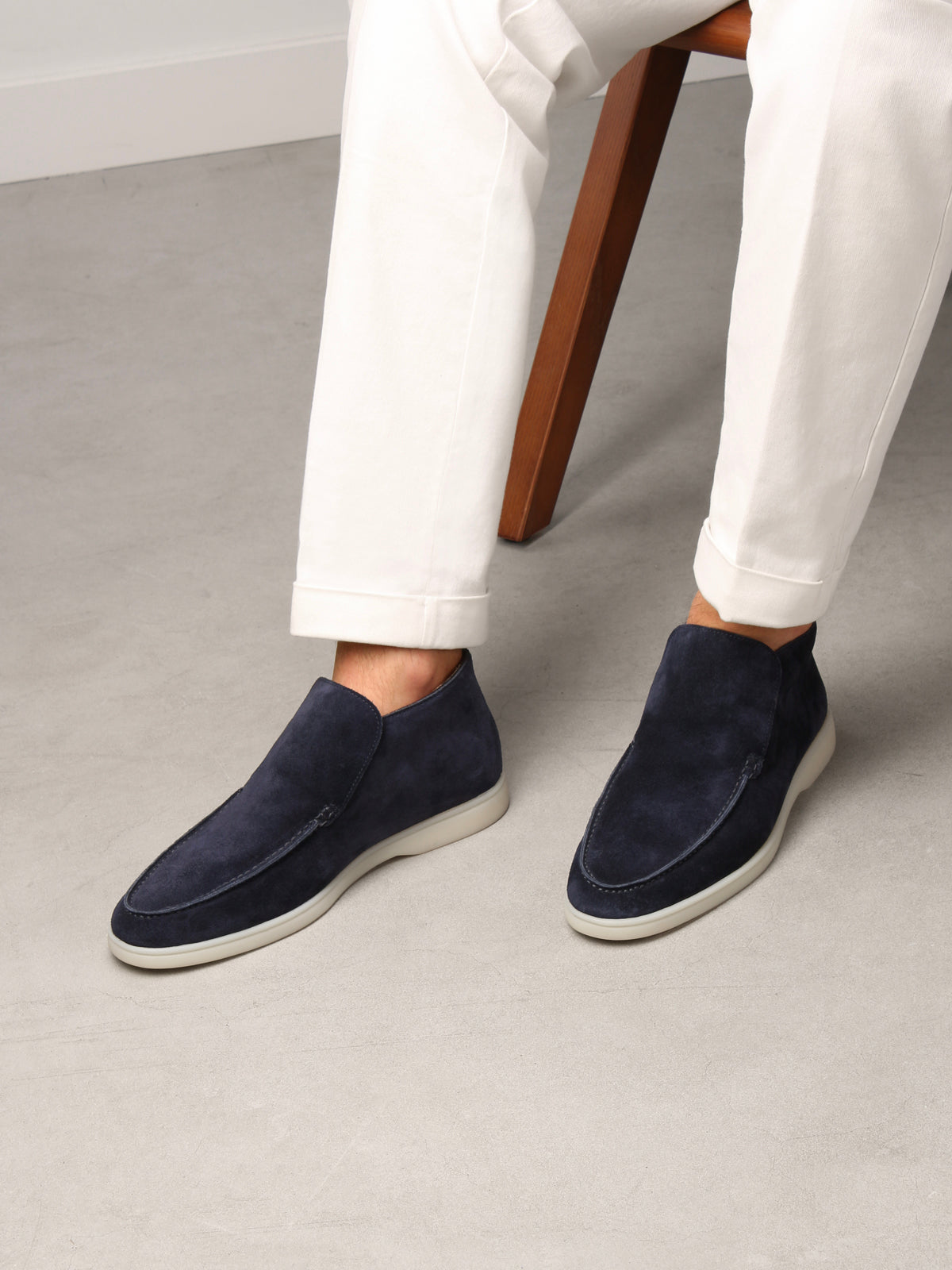 Men's Suede Slip On Moccasin Loafers with Rubber Sole, view 36