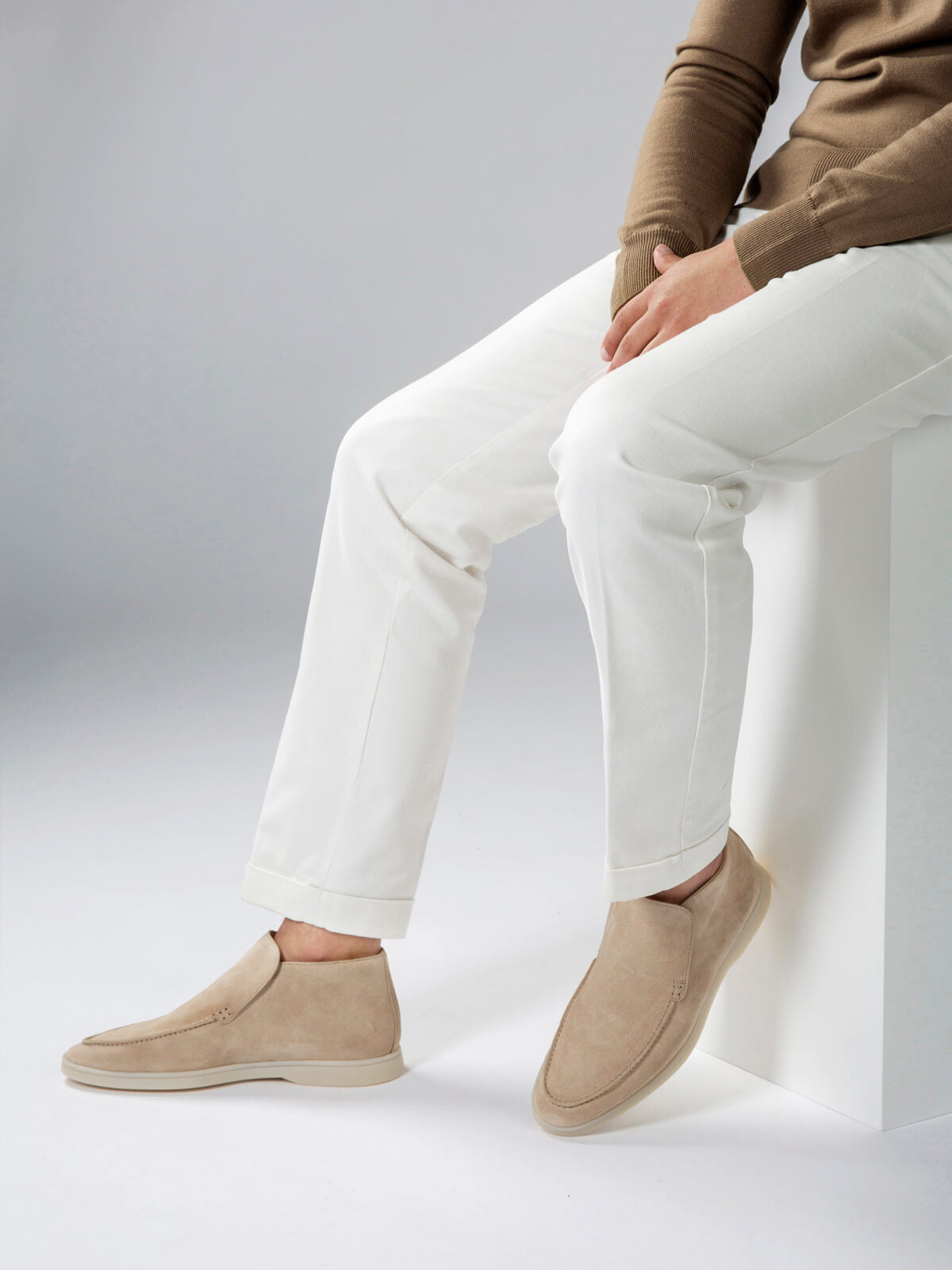 Men's Suede Slip On Moccasin Loafers with Rubber Sole, view 4