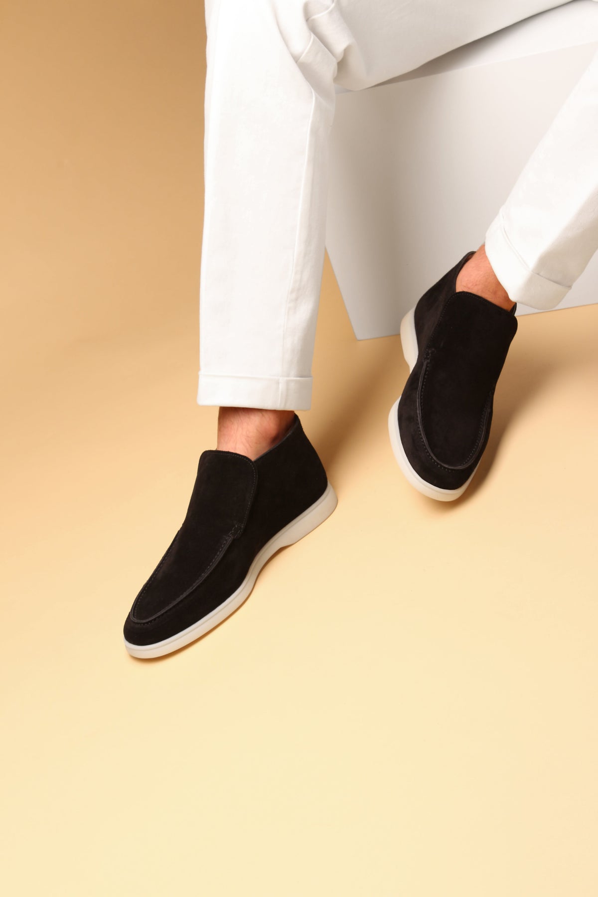 Men's Suede Slip On Moccasin Loafers with Rubber Sole, view 40