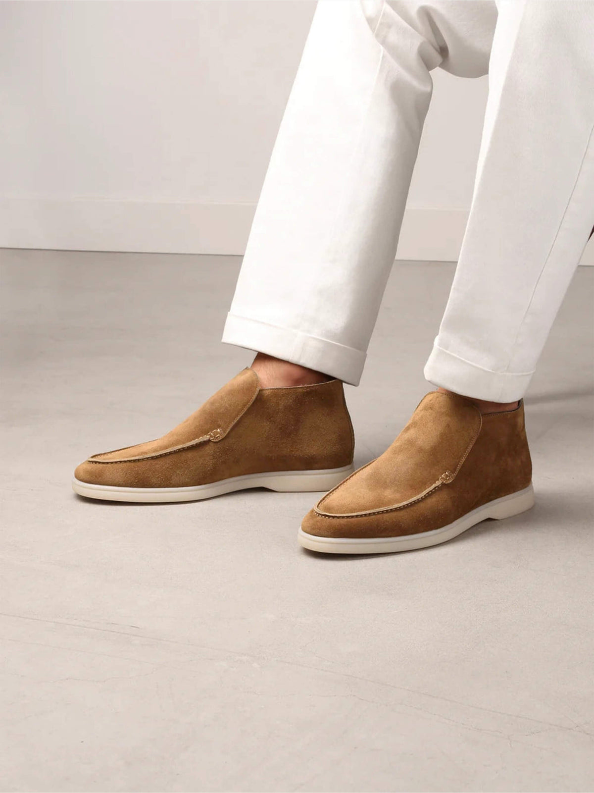 Men's Suede Slip On Moccasin Loafers with Rubber Sole, view 8