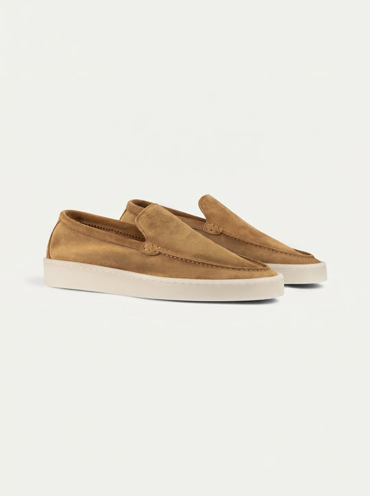 Men's Suede Slip On Moccasin Shoes with Stitched Toe