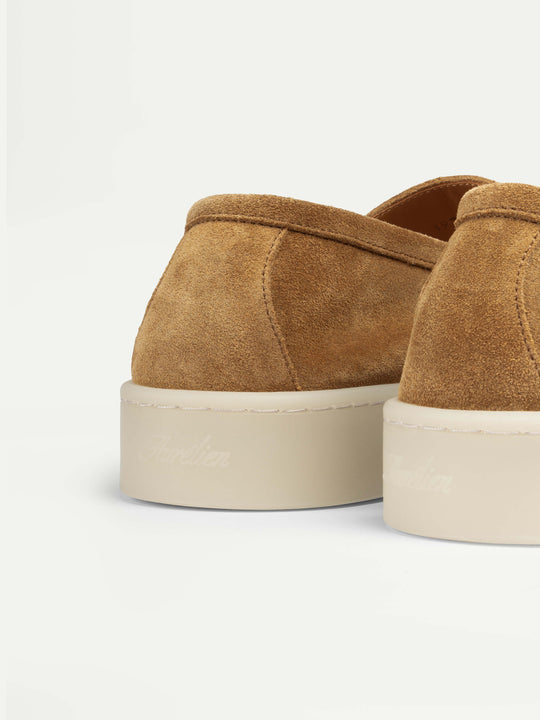 Men's Suede Slip On Moccasin Shoes with Stitched Toe
