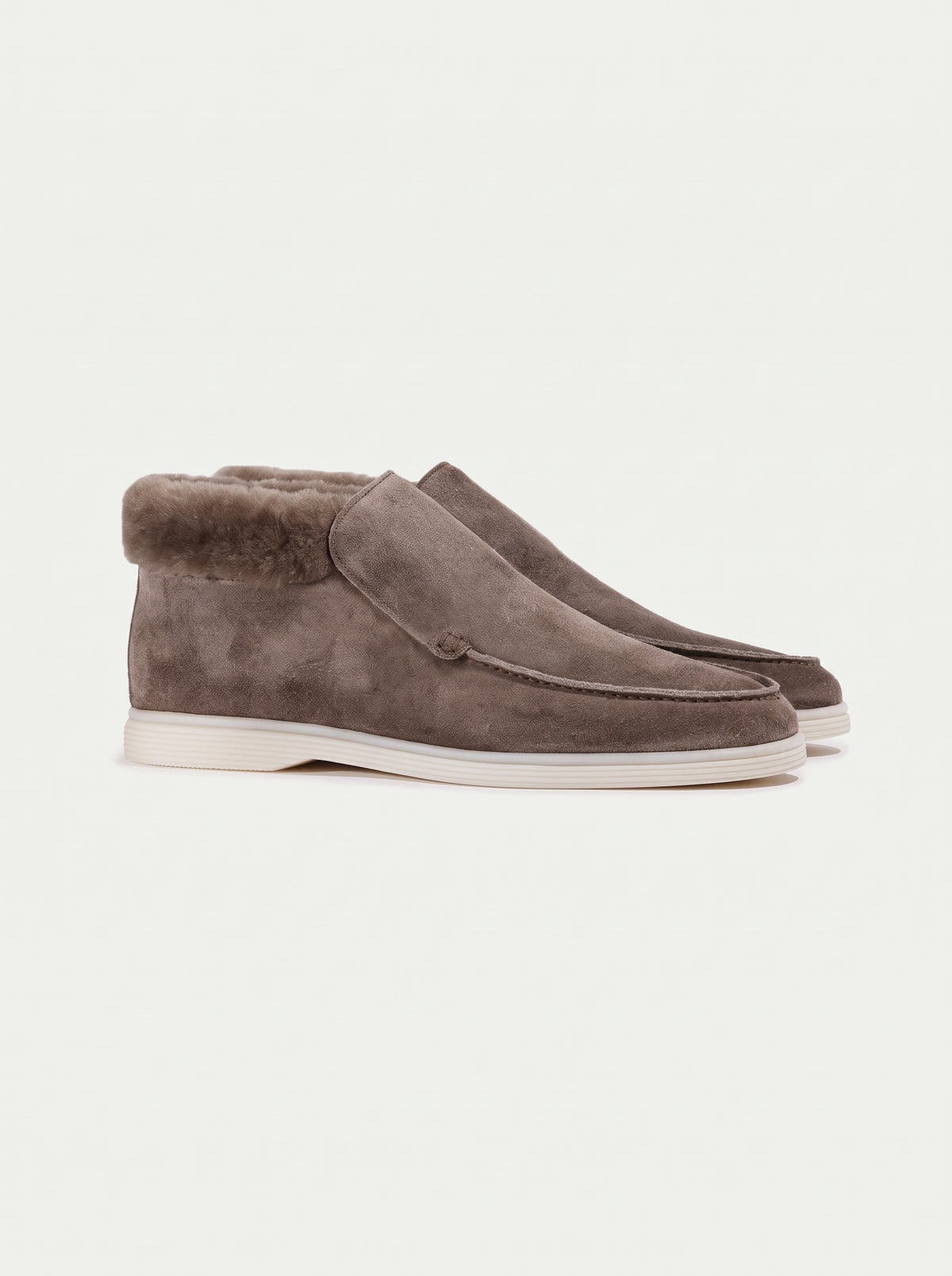 Men's Suede Slip On Shoes with Faux Fur Collar, House of Zeno