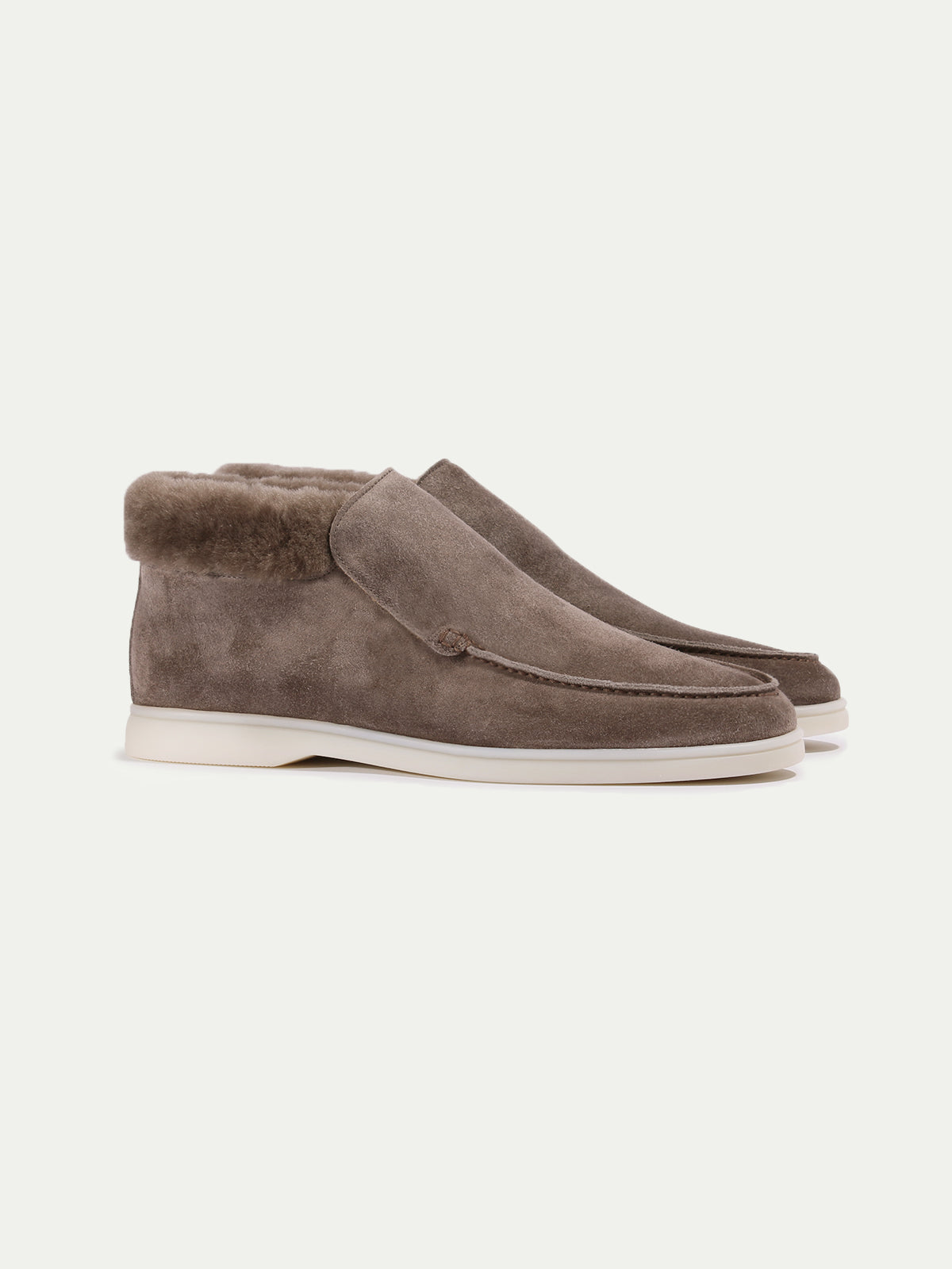 Men's Suede Slip On Shoes with Faux Fur Collar, view 2