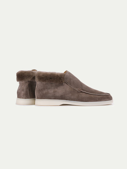 Men's Suede Slip On Shoes with Faux Fur Collar, view 5
