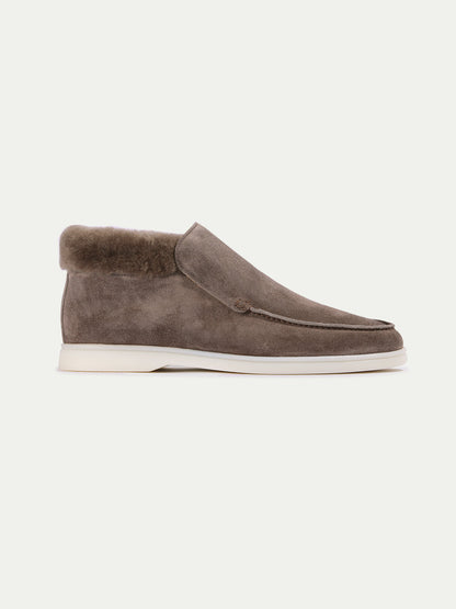 Men's Suede Slip On Shoes with Faux Fur Collar, view 7
