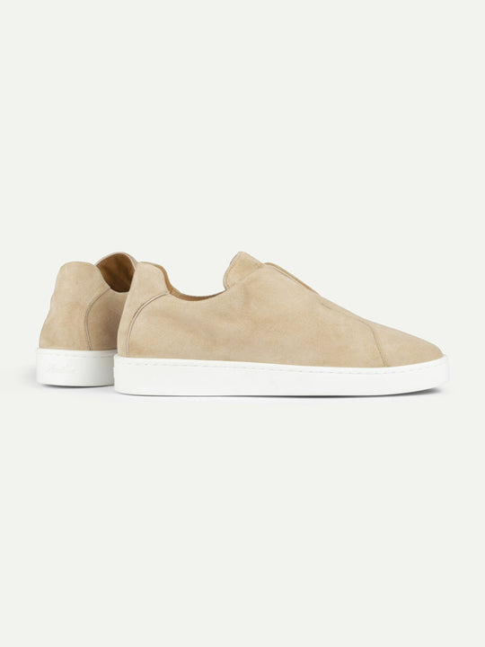 Men's Suede Slip On Sneakers with Stitched Detail