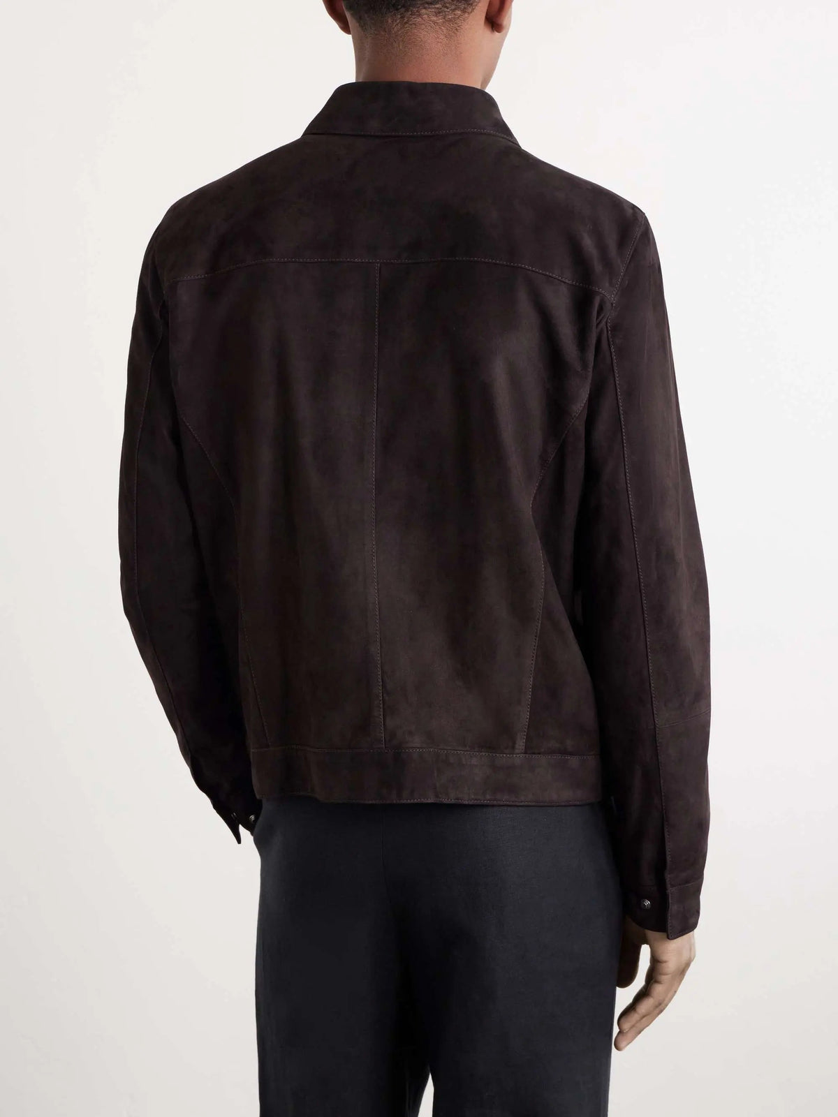 Men's Suede Zip Up Collared Bomber Jacket, view 2