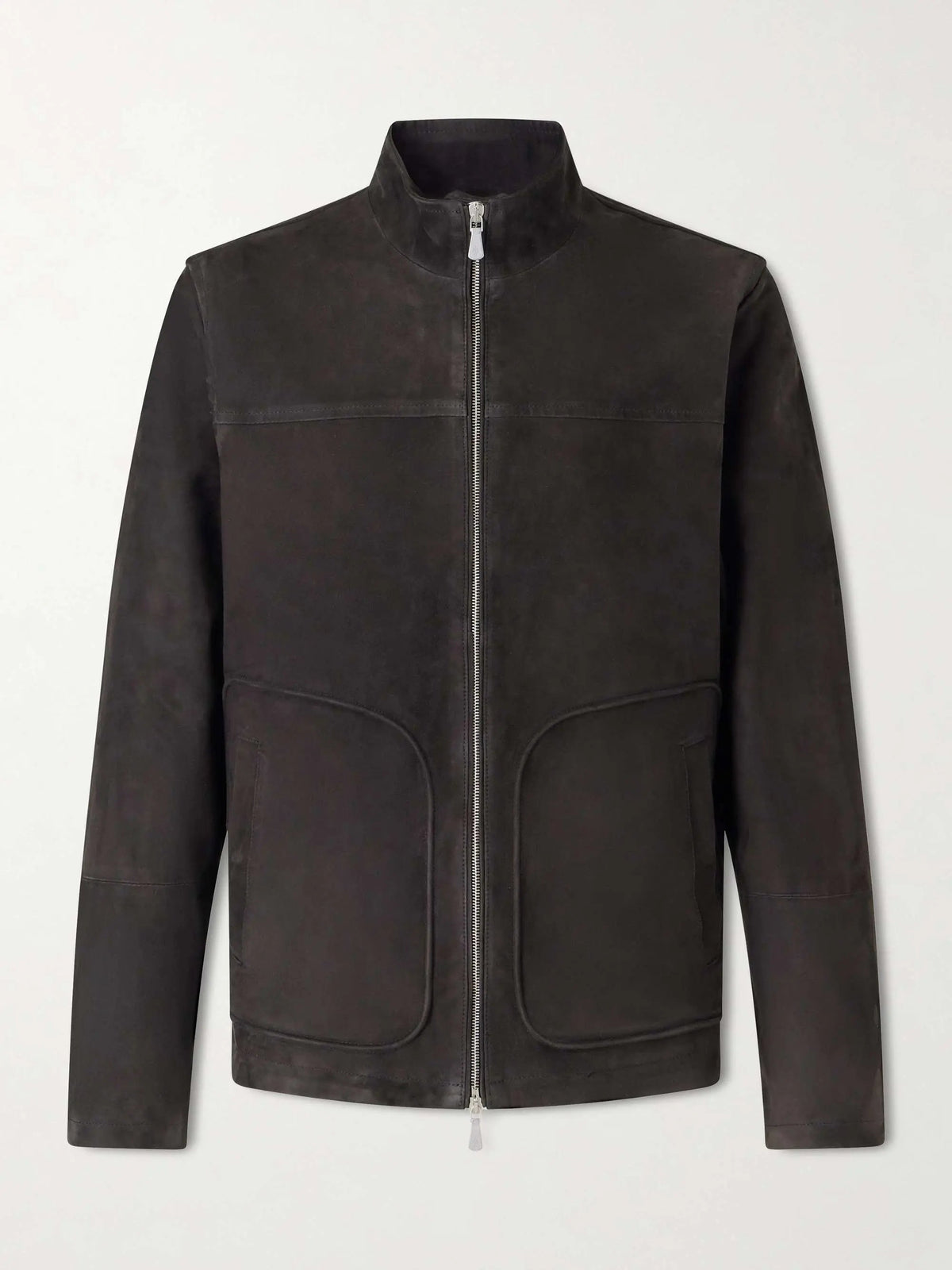 Men's Suede Zip Up Jacket Stand Collar, view 3