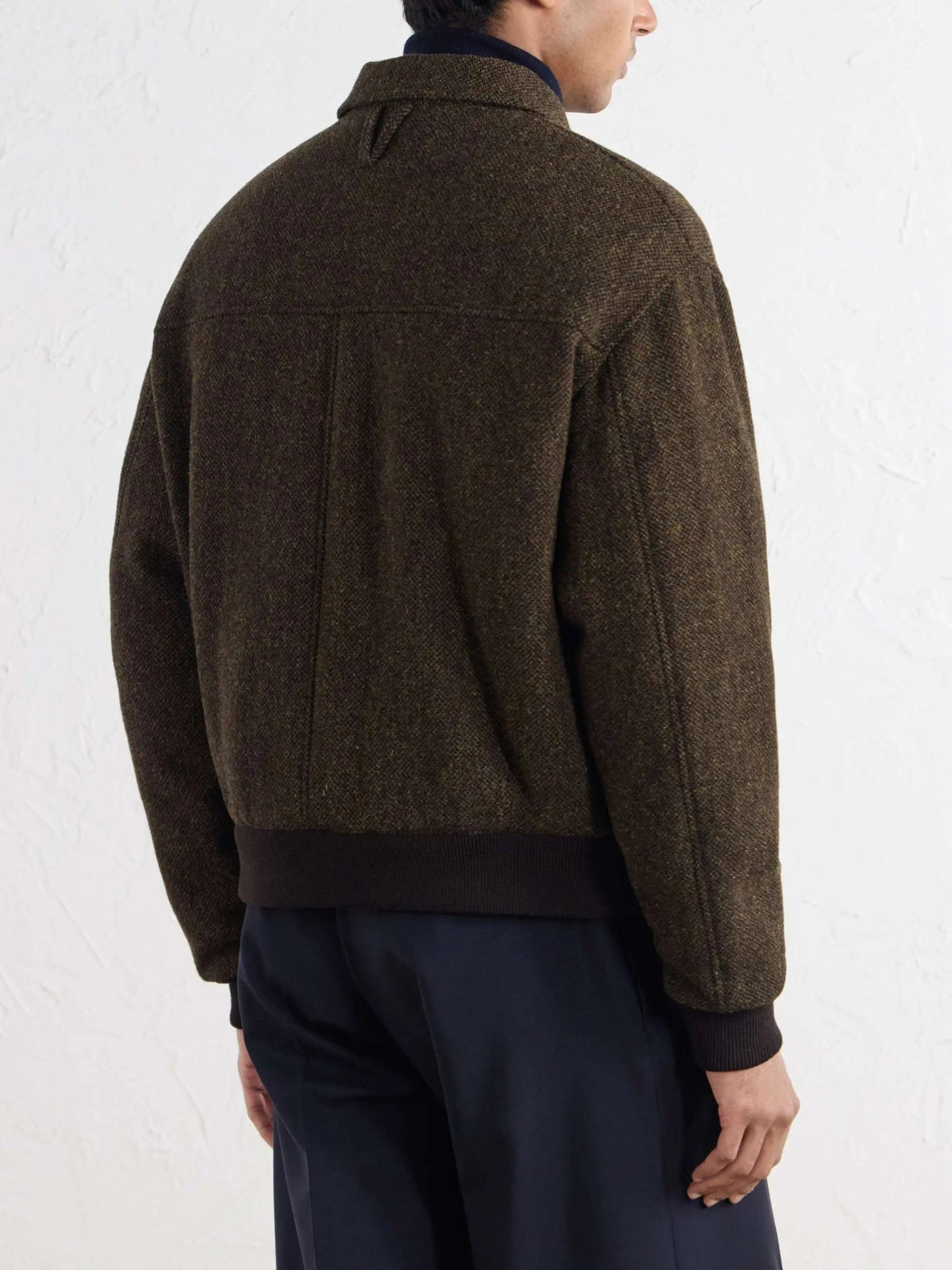 Men's Wool Button Up Bomber Jacket with Flap Pockets, view 3
