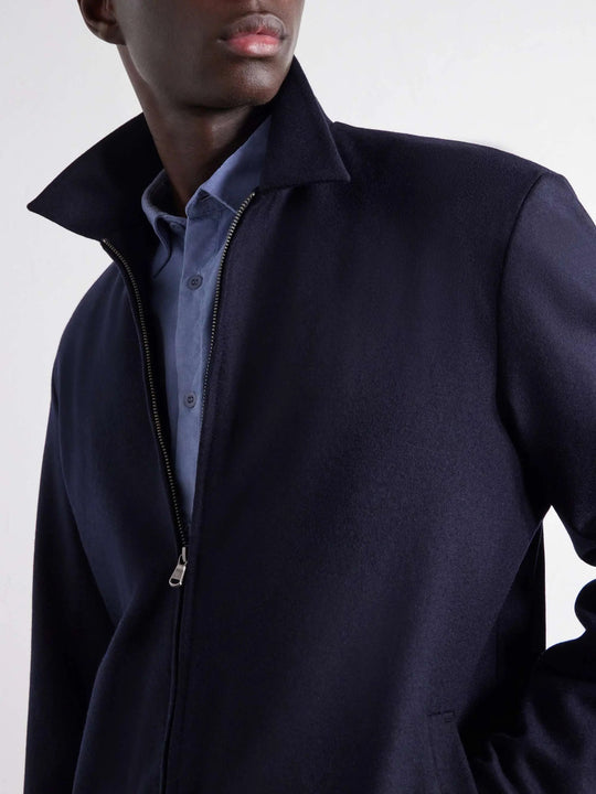 Men's Wool Zip Up Collared Bomber Jacket