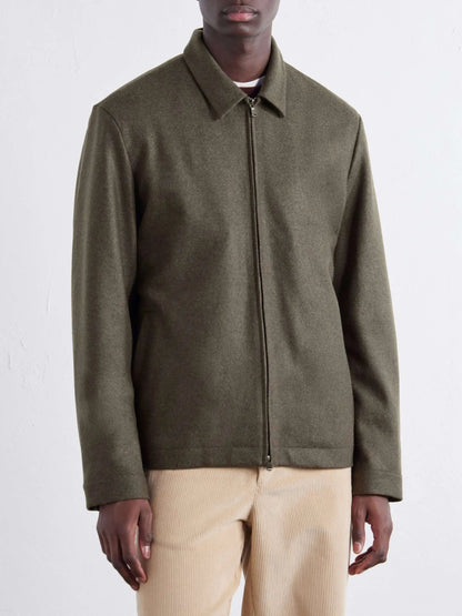 Men's Wool Zip Up Collared Jacket with Full Lining, House of Zeno