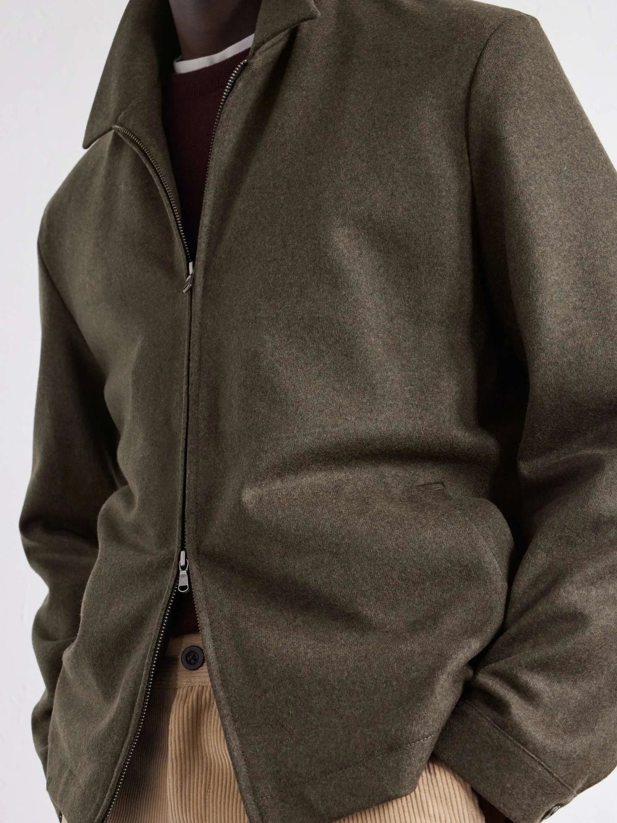 Men's Wool Zip Up Collared Jacket with Full Lining, view 2