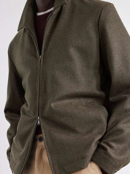 Men's Wool Zip Up Collared Jacket with Full Lining, view 2