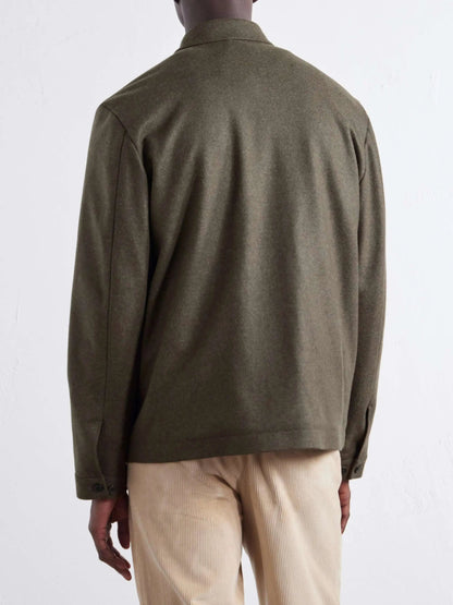 Men's Wool Zip Up Collared Jacket with Full Lining, view 3