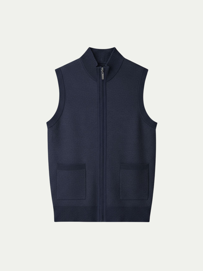 Men's Wool Zip Up Vest with Pockets, House of Zeno