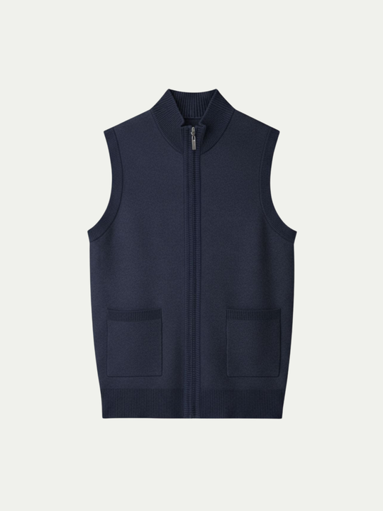 Men's Wool Zip Up Vest with Pockets