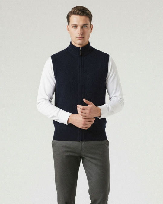 Men's Wool Zip Up Vest with Pockets