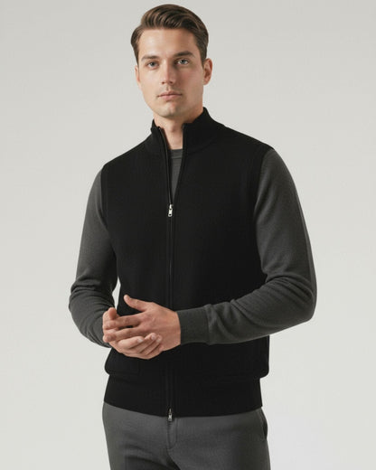 Men's Wool Zip Up Vest with Pockets, view 8
