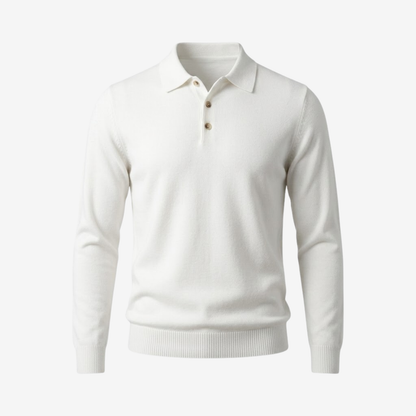 Slim Fit Knit Long-Sleeve Polo Shirt, view 3