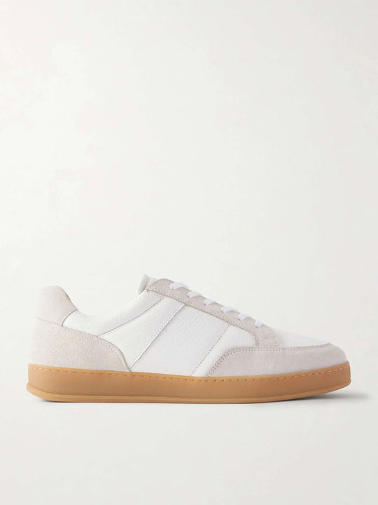 Suede and Full-Grain Leather Sneakers White