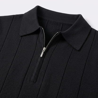 Zip-Neck Knit Polo Shirt - Tailored Fit, view 5