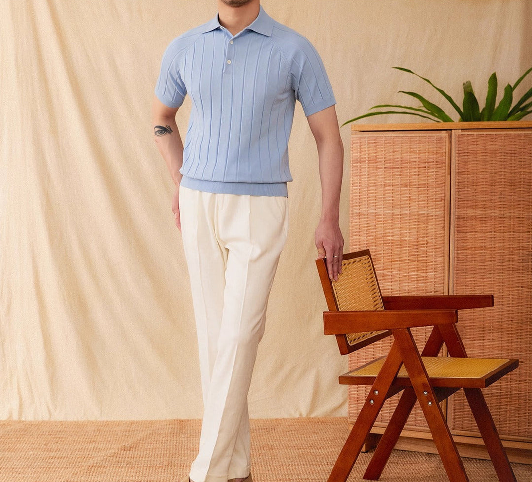 Massimo Premium Ribbed Knit Polo Shirt