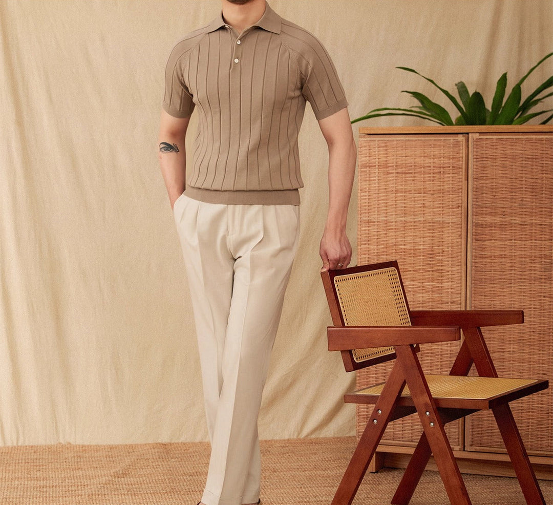 Massimo Premium Ribbed Knit Polo Shirt