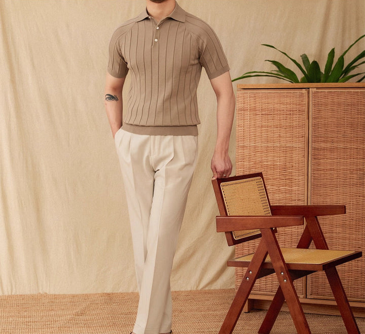 Massimo Premium Ribbed Knit Polo Shirt