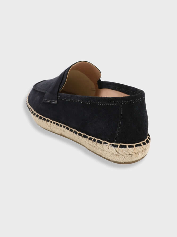 Chestnut Suede Penny Loafers with Woven Sole