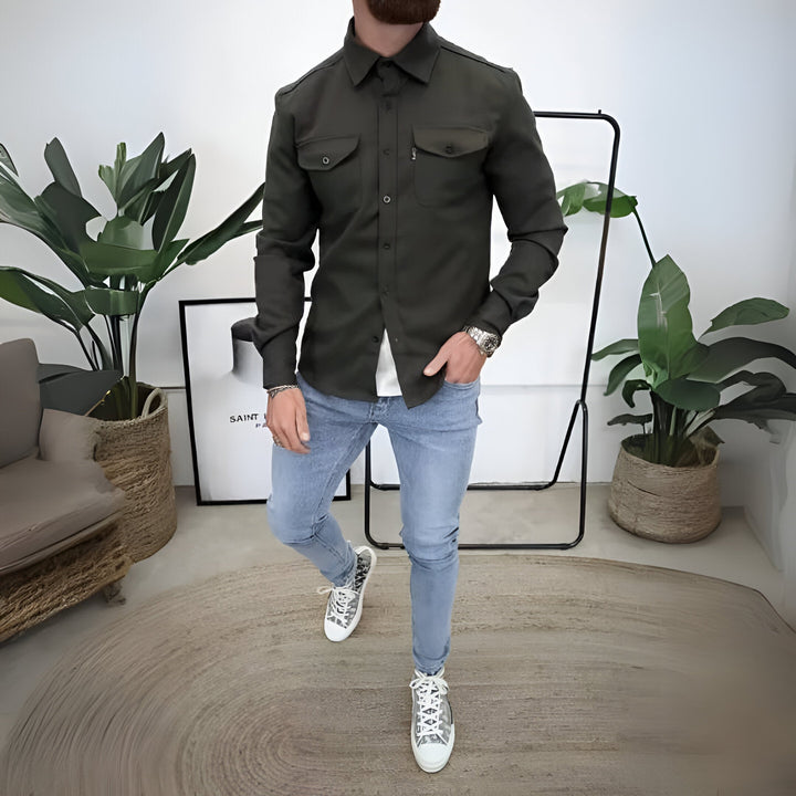 Classic Button-Up Overshirt with Chest Pockets