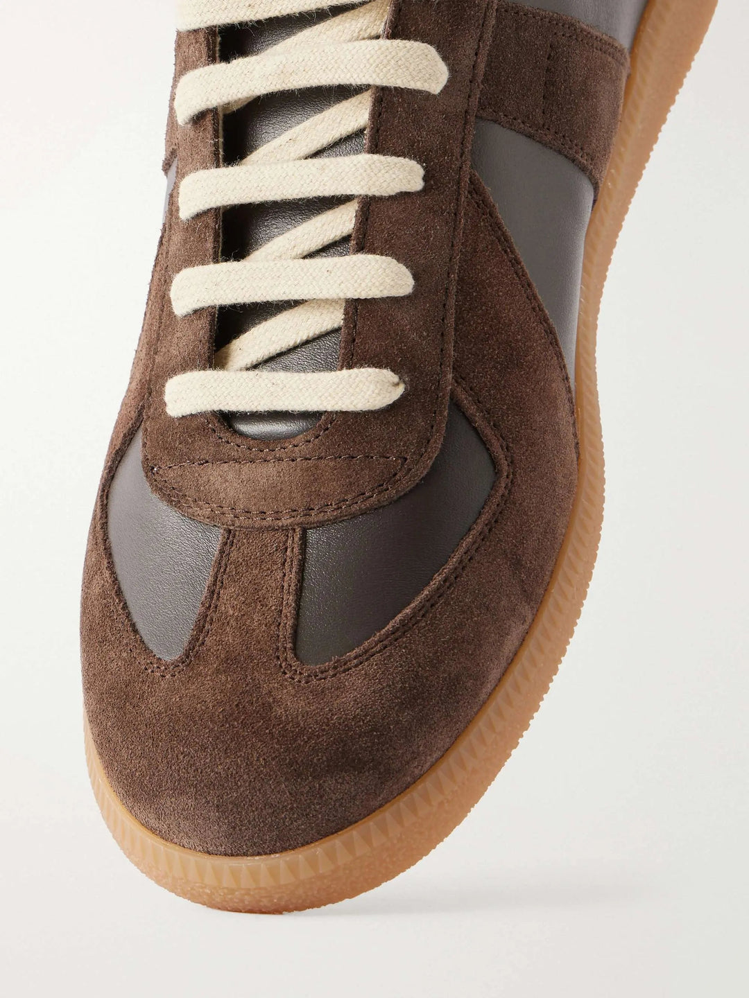 GATS Premium Leather and Suede Sneakers Brown – Retro Gum Sole Casual Shoes