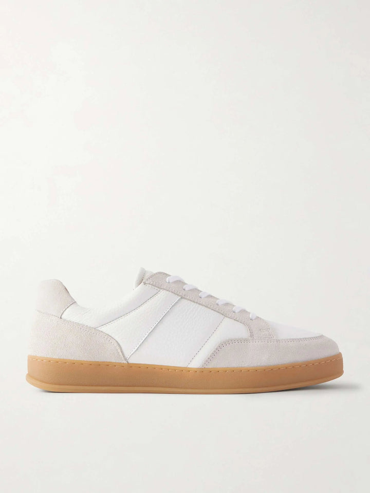 Suede and Full-Grain Leather Sneakers White