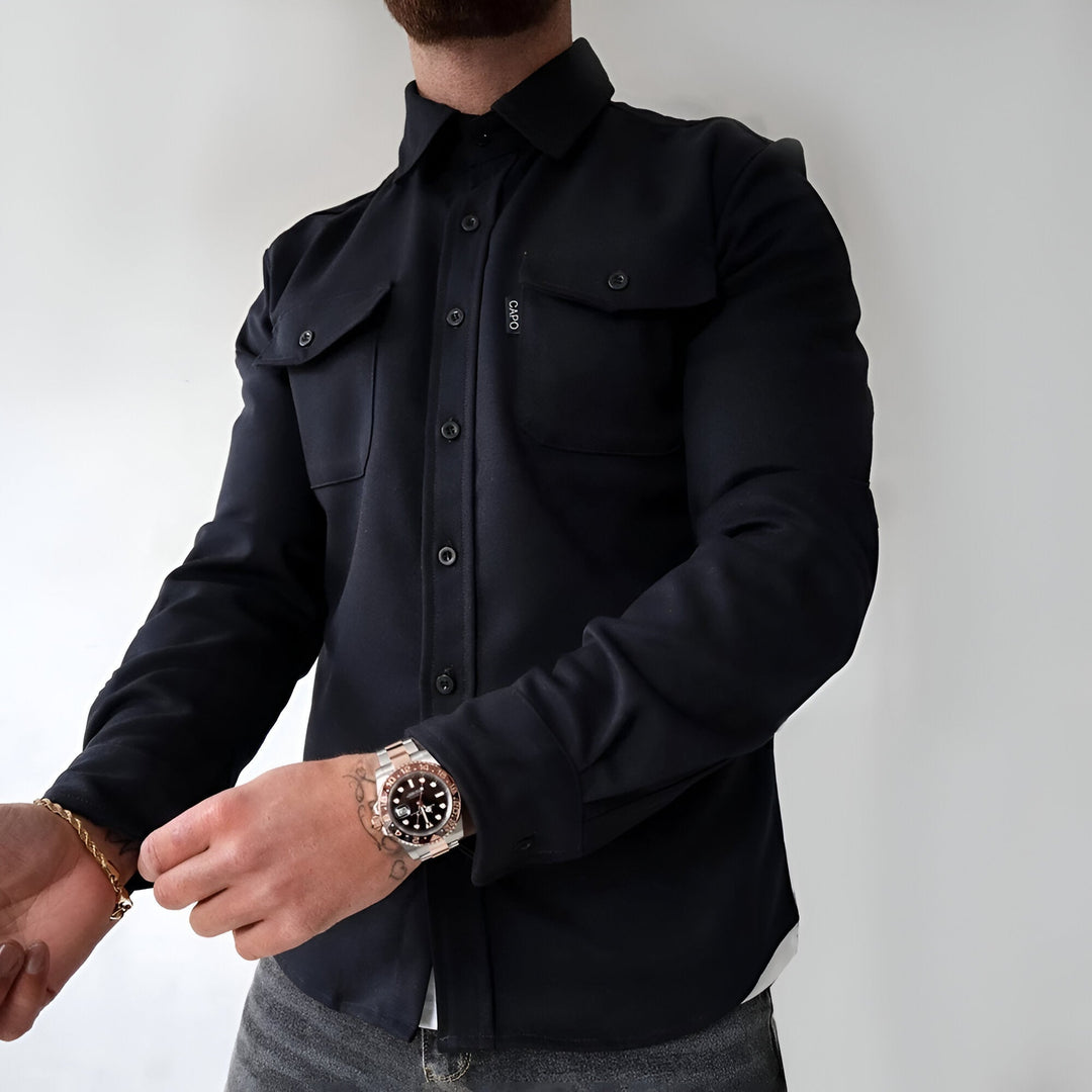 Classic Button-Up Overshirt with Chest Pockets